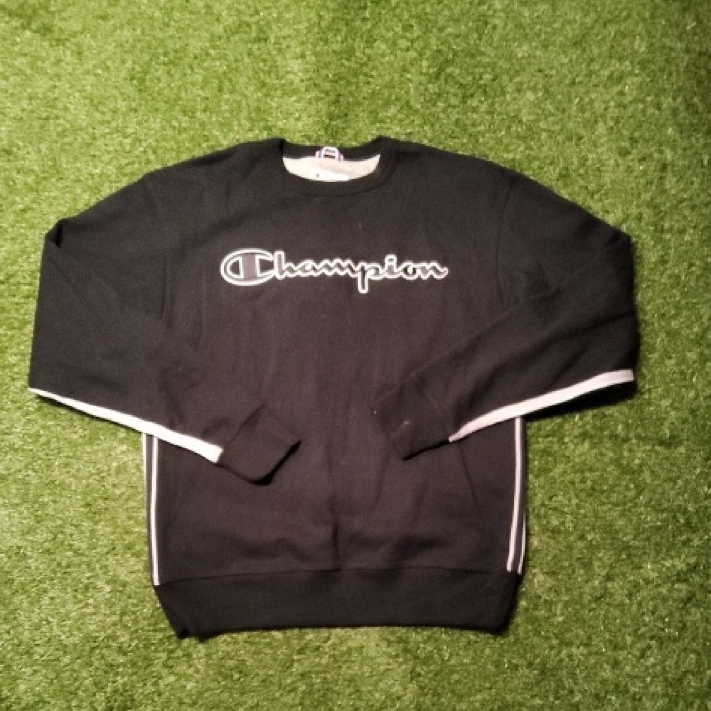 Champion Men's Black Crewneck Sweater Medium 4840